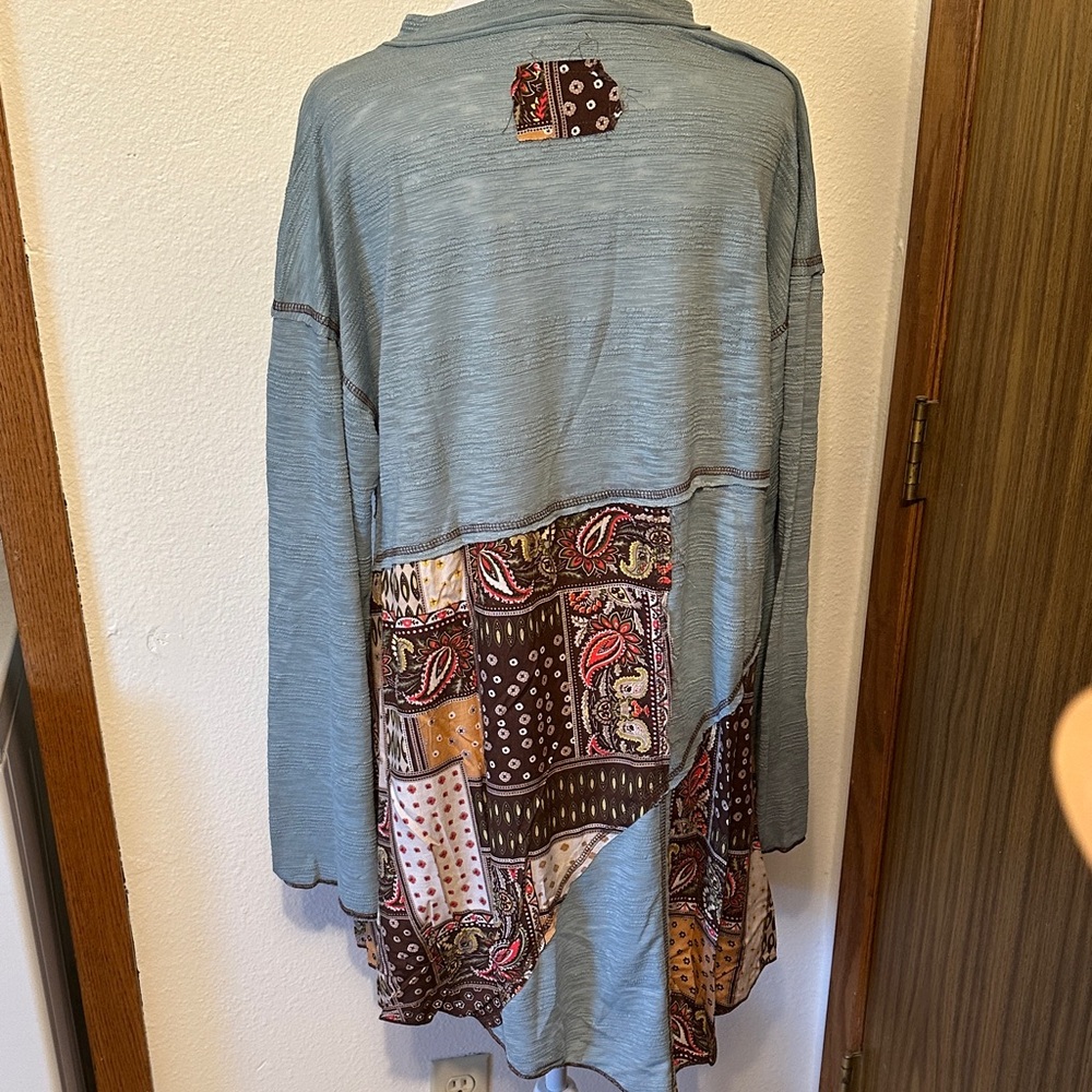 Pol Nwot Blue And Brown Patchwork Button Down Shi… - image 5